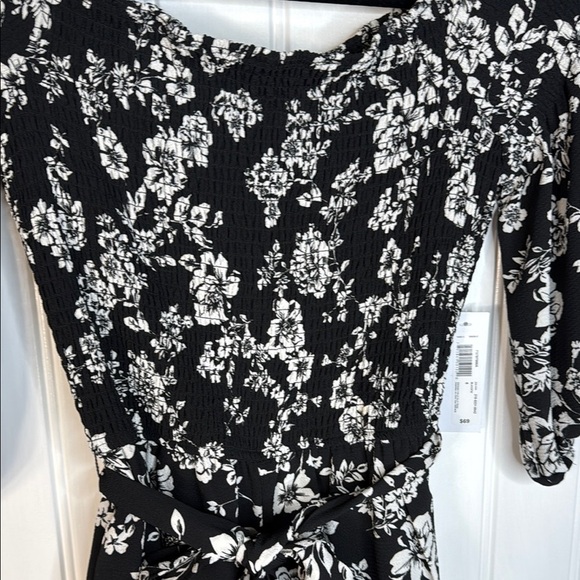 Premier Amour Women's Black And White Floral Off The Shoulder Romper Sz 6 - Picture 3 of 11